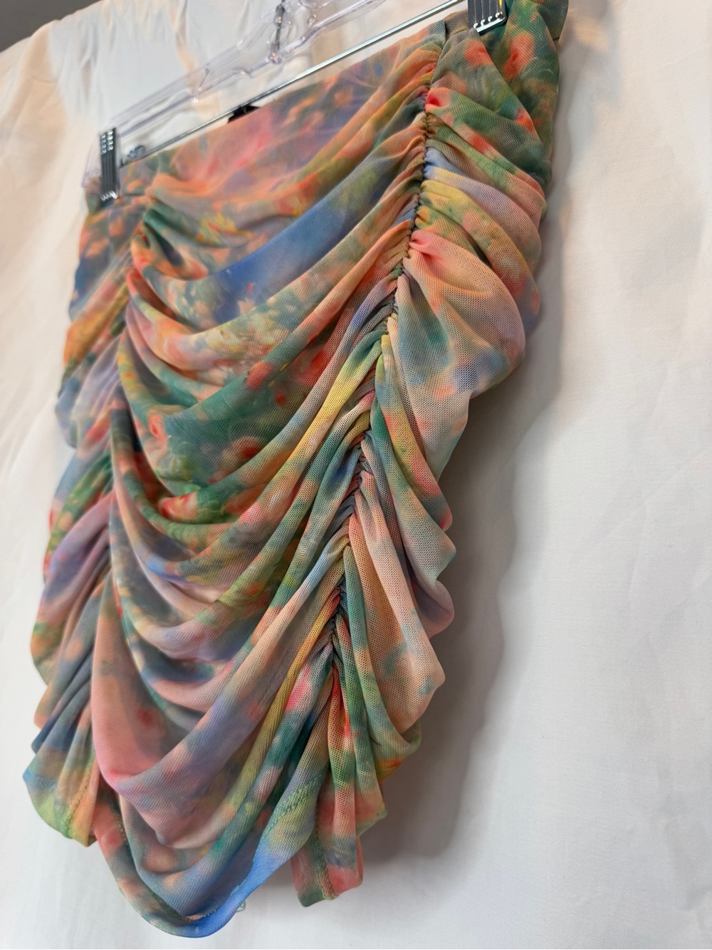 AFRM Martina Ruched Mesh Mini Skirt Multi Color - Picture 13 of 15